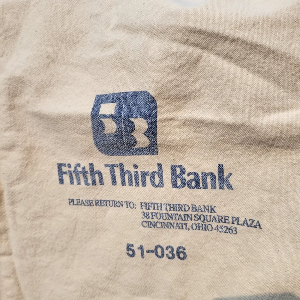 Fifth Third Bank Money Bags (Empty!) ~ Linen Muslin ~ Gift Bag ~ Towel ~ Display